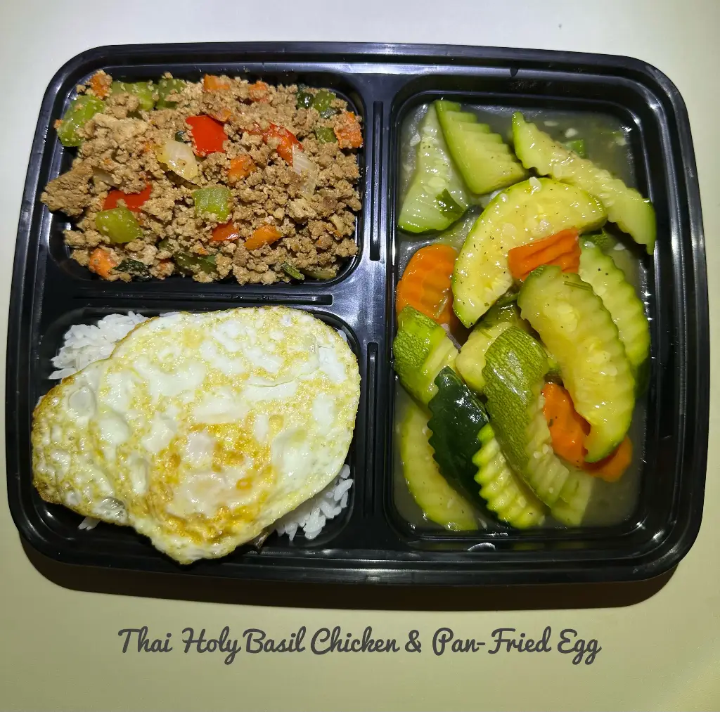 🍱Thai Holy Basil Chicken and Pan-Fried Egg Set (White Rice)