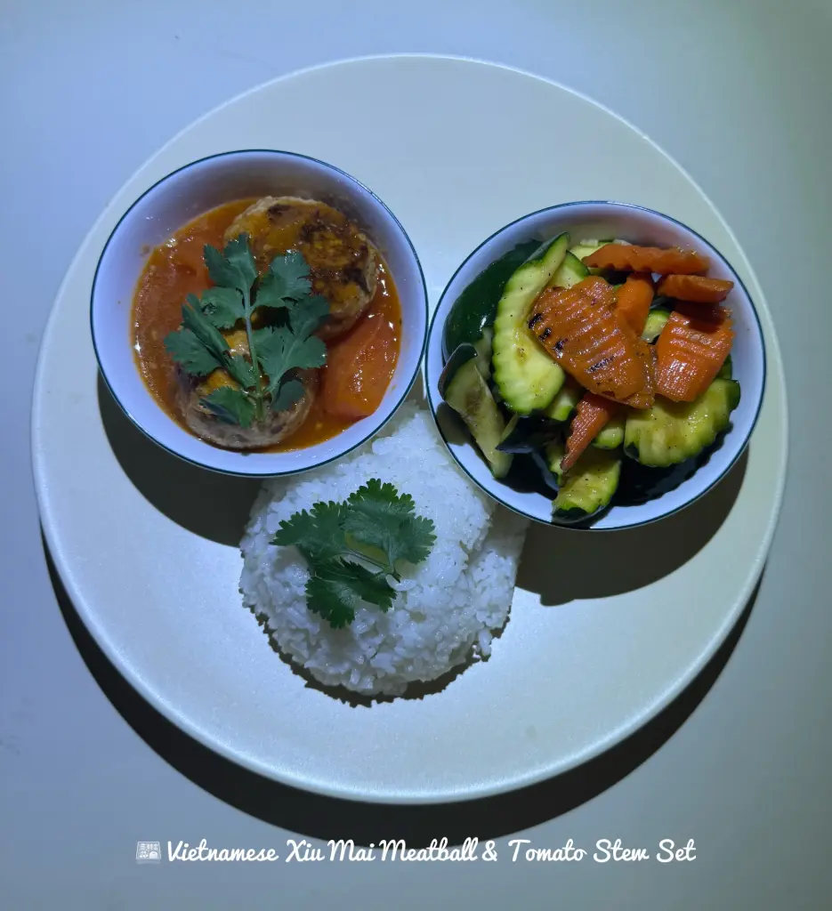 🍱 Vietnamese Xiu Mai Meatball & Tomato Stew Set (White Rice)